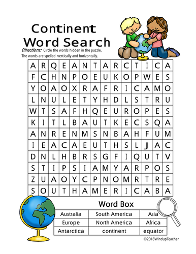 Continent Word Search *Easy | Teaching Resources