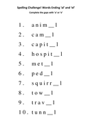 KS2 National Spelling - Words Ending in 'AL' and 'EL' - 3 Worksheets ...