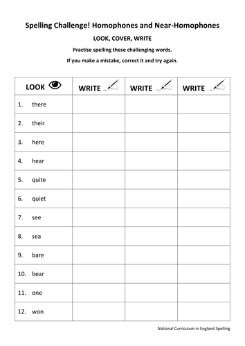 KS2 National Spelling - Homophones and Near-Homophones - 2 Worksheets