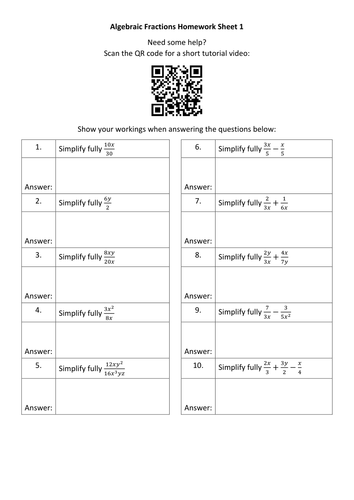 Algebra QR Code Homework - Bundle 2