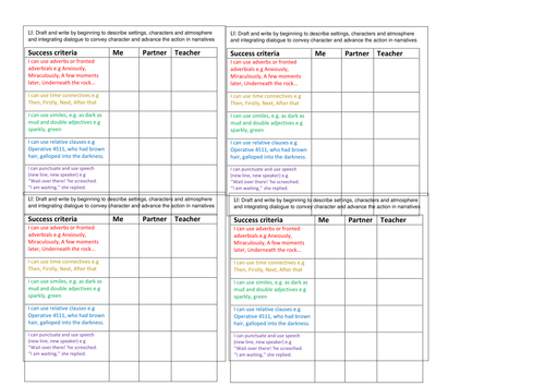 creative writing success criteria ks4