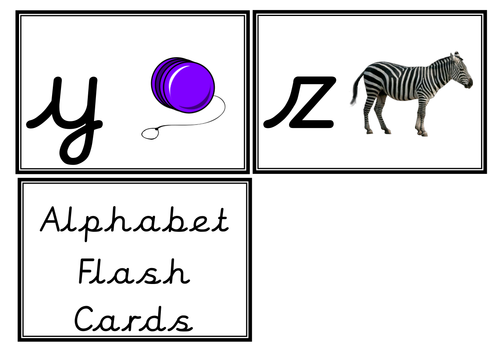 Cursive Alphabet and Picture Flash Cards - Letters/EYFS | Teaching ...