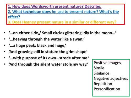 GCSE power and conflict poetry new specification AQA - compare Storm on the island and Prelude