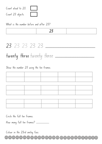 Kindergarten/Year 1 Number Worksheets (21-30) | Teaching Resources