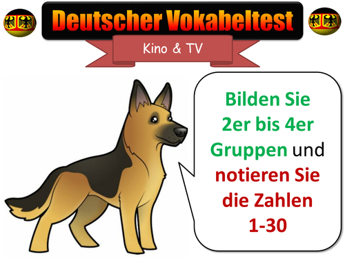 KS4 GCSE German Quiz - Words & Phrases -  Topic: Cinema&TV [AfL, Test, Vocab, Vocabulary]