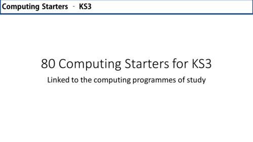 80 Quick Computing Starters for KS3
