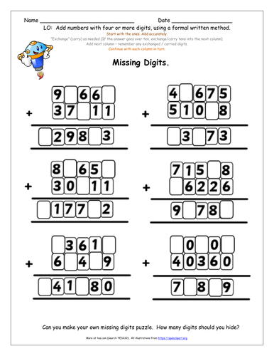 find-missing-digits-in-column-addition-youtube