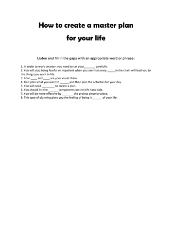 How to create a master plan for your life | Teaching Resources