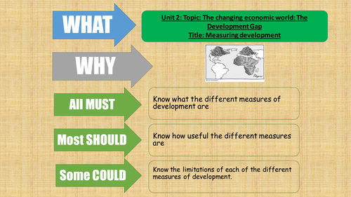 AQA Geography - 2016 - The Changing Economic World - lesson 2 - Development indicators