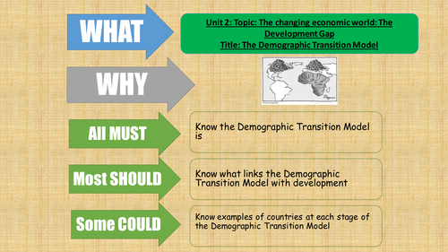 AQA Geography - 2016 - The Changing Economic World - lesson 3 - The Demographic Transition model
