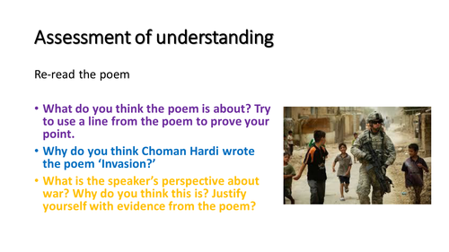 KS3 Comparing war poetry - develop skills for 9-1 - John Scott The Drum ...