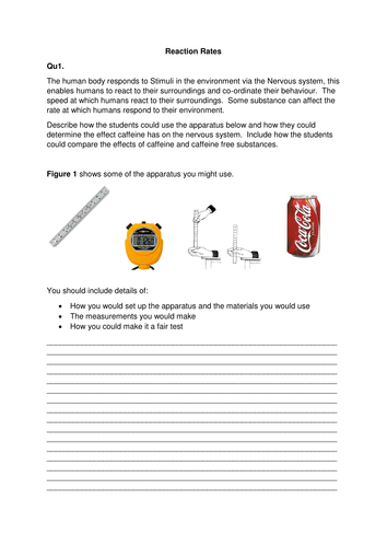 Human Reaction Rates  6 mark question Required Practical