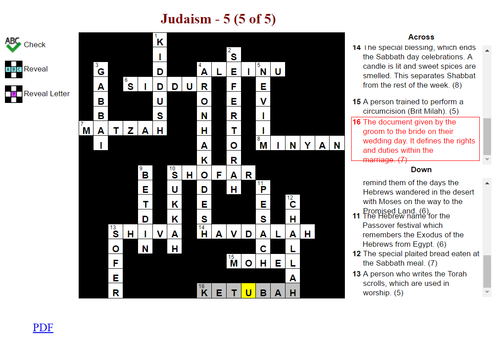 Literacy In Judaism Interactive Crosswords (HTML5) Teaching Resources