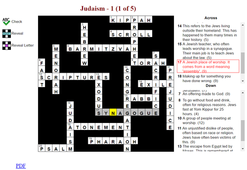 Literacy In Judaism Interactive Crosswords (HTML5) Teaching Resources