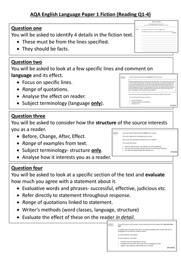 AQA Lang Paper 1 Q1-4 guide for students