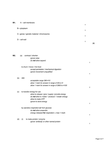 AQA Biology - 4.1 Cell Structure End of Unit Test