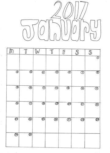 January Calendar Colouring Sheet | Teaching Resources