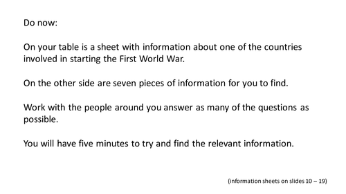 * Four Full Lessons* Start of the First World War | Teaching Resources