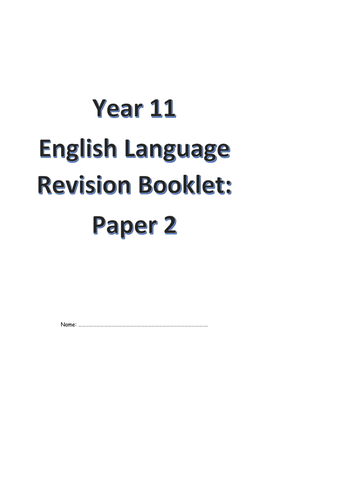 Edexcel GCSE English Language Revision Booklet: Paper 2