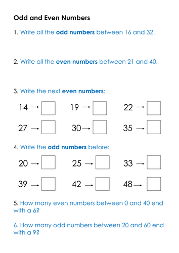 odd and even problem solving year 1