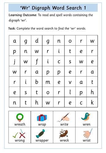 'wr' Digraph Worksheets | Teaching Resources