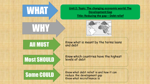 AQA Geography 2016 - The development gap - debt relief - lesson 10