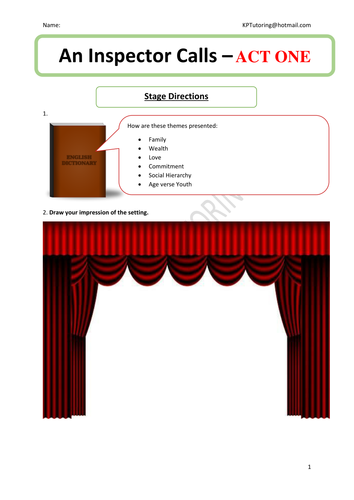 MODERN DRAMA: An Inspector Calls - ACT 1. Stage Directions | Teaching ...