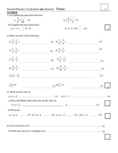 Maths Key Stage 3 Assessment Or Practice Paper 2 Teaching Resources