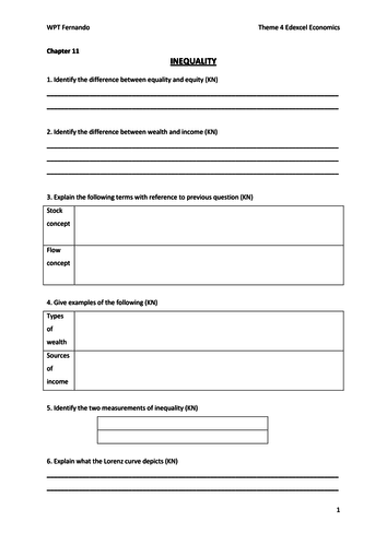 4 2 2 Inequality Unit 4 Edexcel Economics Teaching Resources