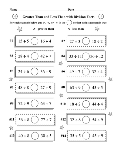 Division Facts Bundle 14 Worksheets | Teaching Resources