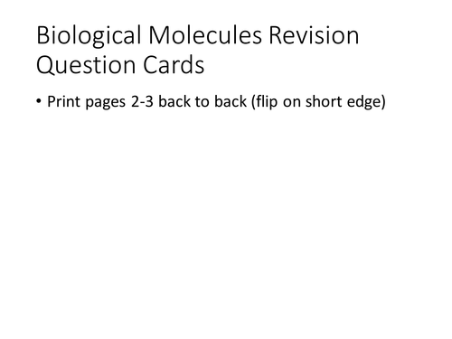 IGCSE Biology Biological Molecules Revision Question Cards