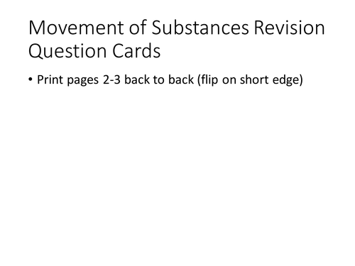 IGCSE Biology Movemnet of Substances Revision Question Cards