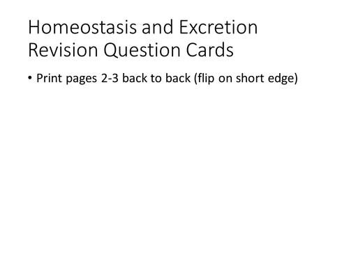 IGCSE Biology Homeostasis and Excretion Revision Question Cards