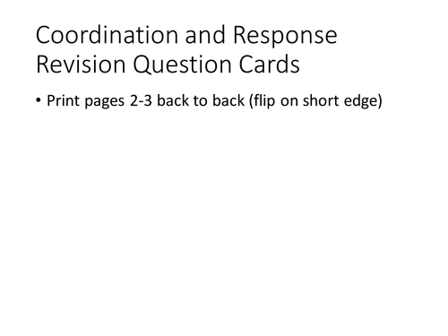 IGCSE Biology Coordination and Response Revision Question Cards