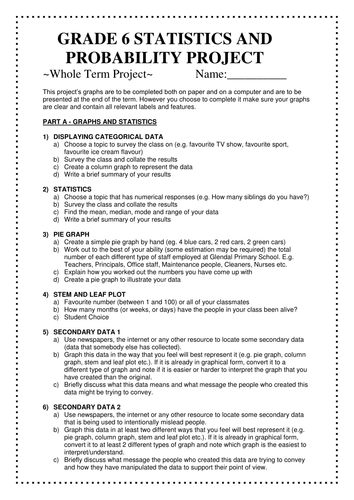 Statistics and probability project (Grade 6)