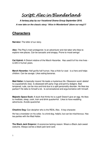 Drama script teaching resources