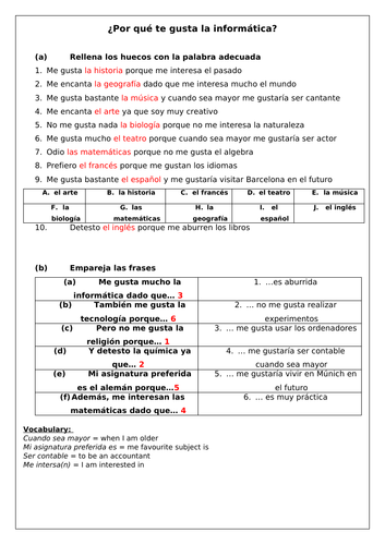 Spanish KS3 / GCSE asignaturas: introducing school subjects and ...