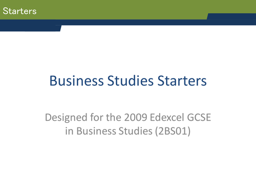 GCSE Business Studies Starters