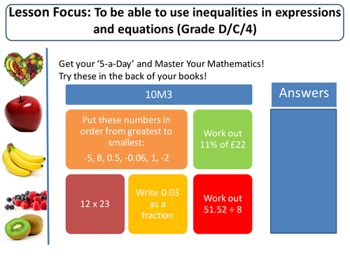 Inequalities! (Intro, Number lines, Solving, Graphs)