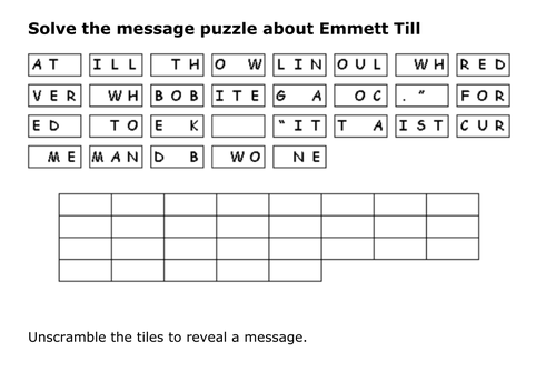 Solve the message puzzle about Emmett Till