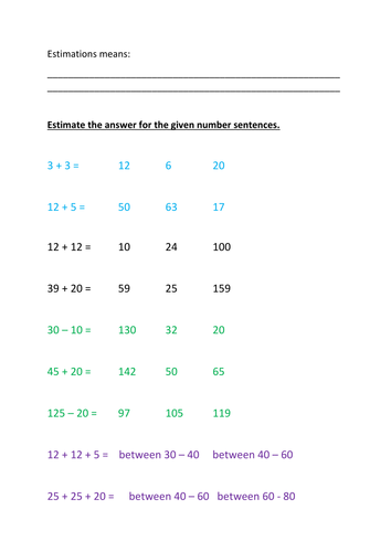 KS1 Differentiated Estimation worksheet | Teaching Resources