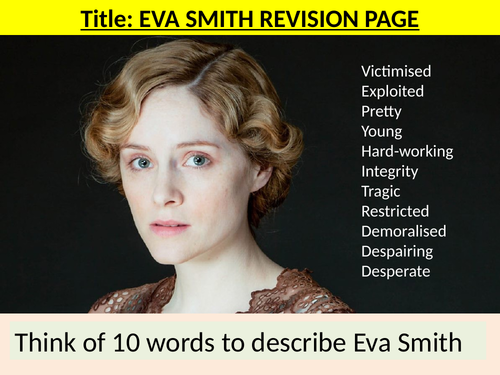 Eva Smith In An Inspector Calls Teaching Resources 