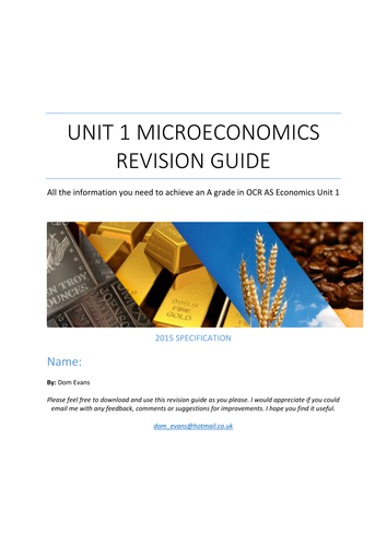 OCR A Level Economics Microeconomics (H460/01) Revision Guide ...