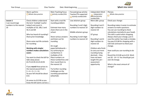 rounding to the nearest 10, up to 6 digit numbers, full lesson plan, differentiated resources