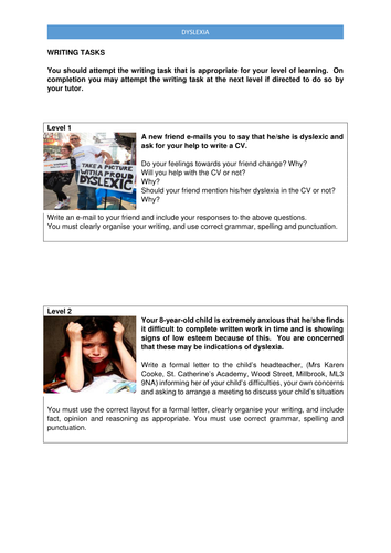 Understanding Dyslexia Writing Tasks
