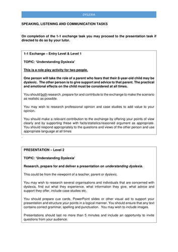 Understanding Dyslexia Speaking and Listening Tasks