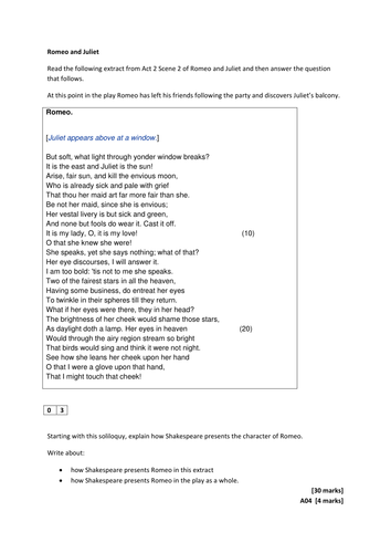 Romeo and Juliet Exam revision bundle new specification 9-1 with sample ...