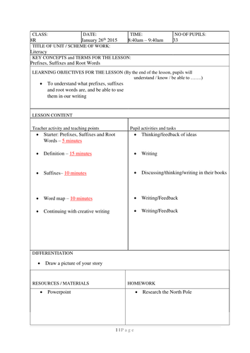 Prefixes, Suffixes and Root Words Literacy Lesson | Teaching Resources