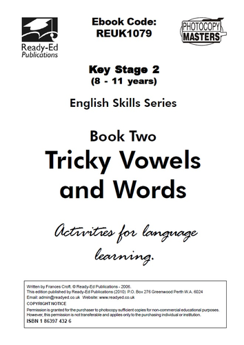 English Skills Book 2 Tricky Vowels And Words Teaching Resources