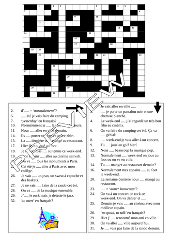Module 3, Studio book 2; Crossword Puzzle to practise tenses